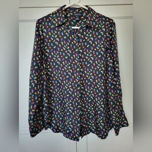 Vintage Silk Polka Dot Button-Up Shirt By Jones New York, Medium